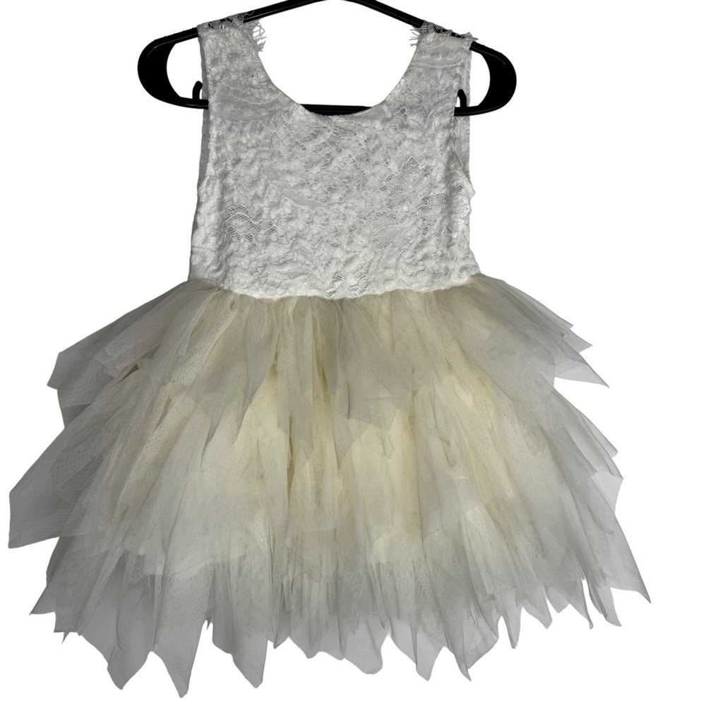 Size 12 Months (Sz 90) White Lace Tulle 1‎ Year Birthday Photoshoot Flower Girl